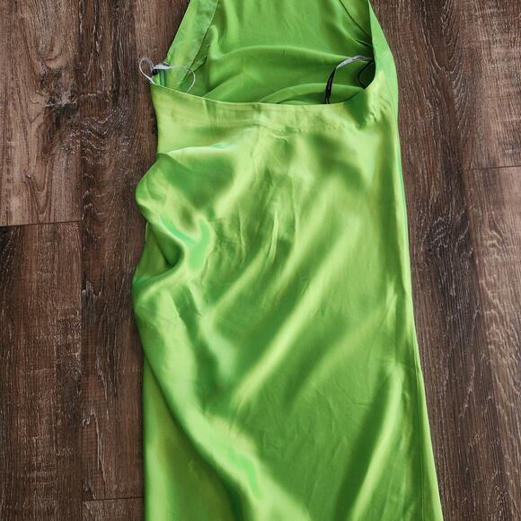 Retrofete Maria Dress in Lime Punch Green Rhinestone Neckline Open Back Small - Picture 9 of 12